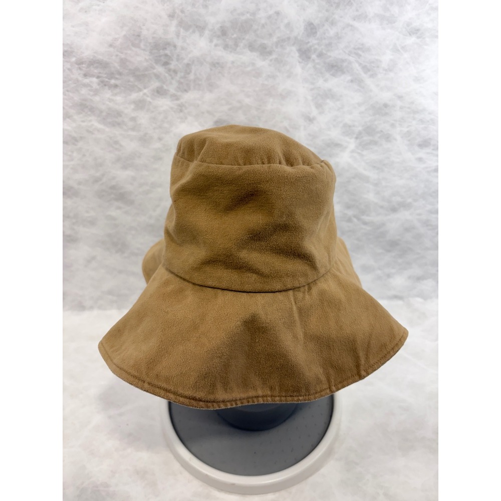Vintage Handmade Camel Tan‎ Faux Suede Bucket Hat Wide Brim Retro XS S